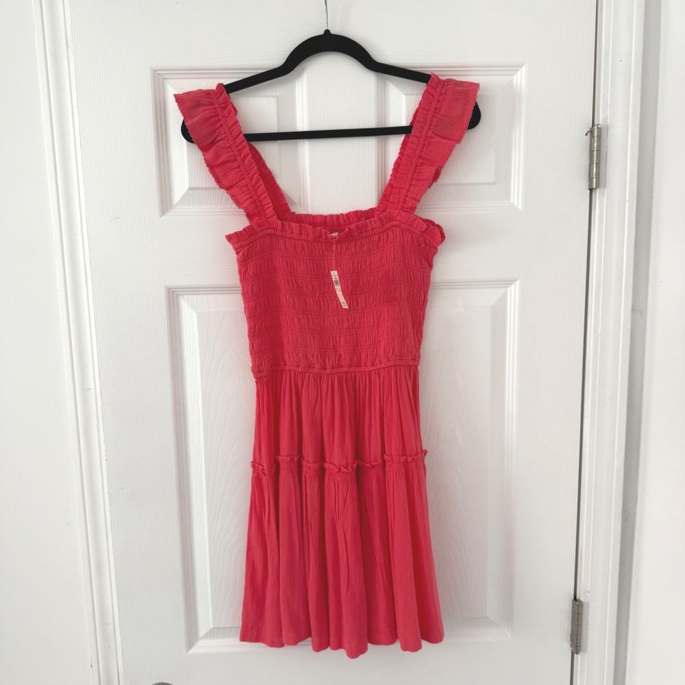aerie Coral Pink Mini Dress with Ruffled Straps